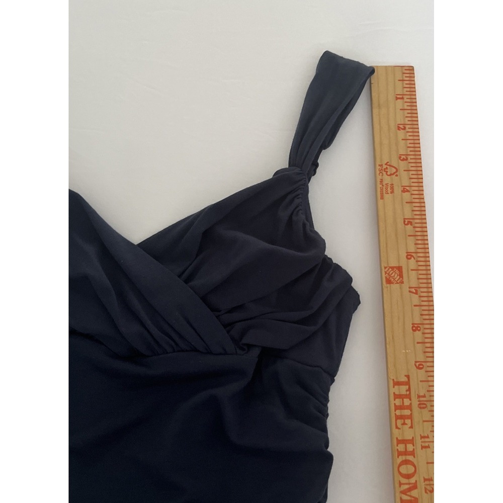VTG Y2K Bebe Women’s Ruched Side Bodycon Dress Navy Blue Size Small Made In USA - Picture 12 of 16